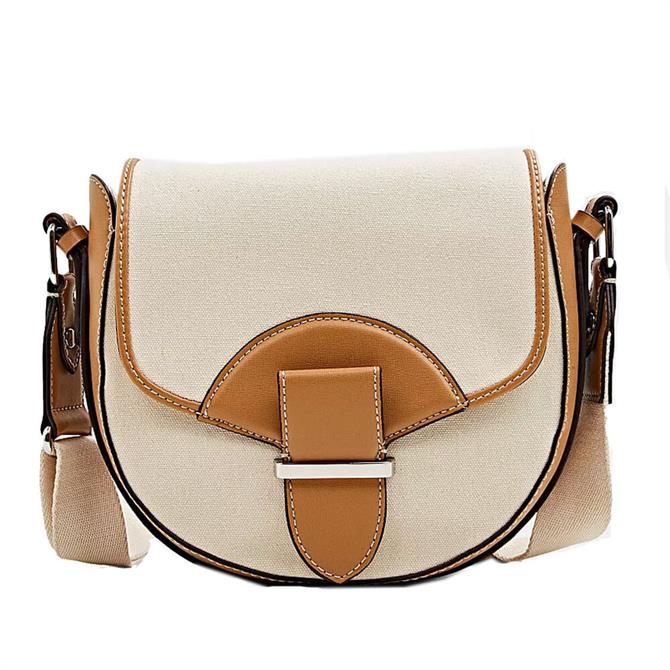 Esprit Dual Tone Fabric & Faux Leather Saddle Bag